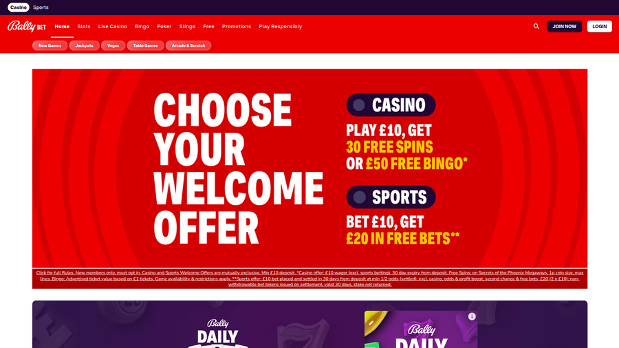 Bally Casino Desktop Homepage