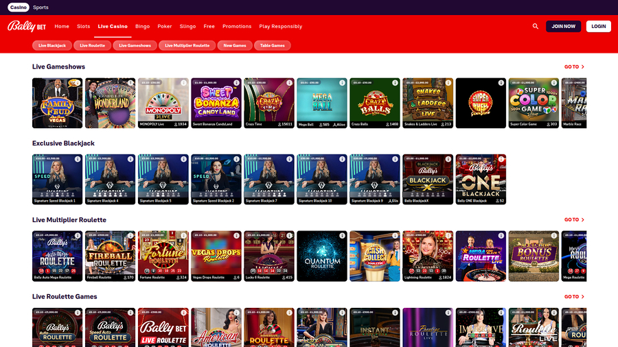 Bally Casino Desktop Live Dealer