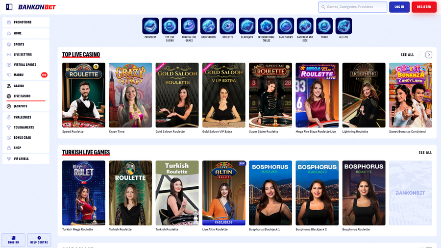 Bankonbet Casino Desktop Live Dealer