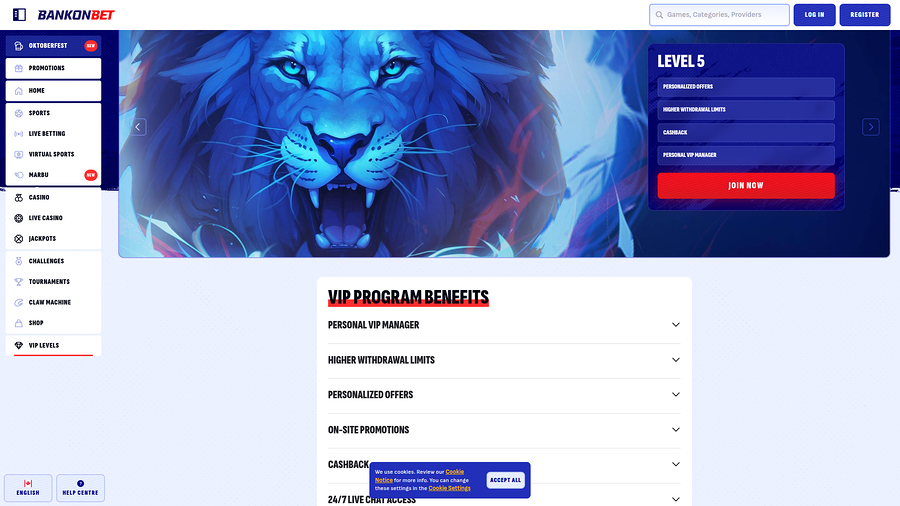 Bankonbet Casino Desktop VIP Program