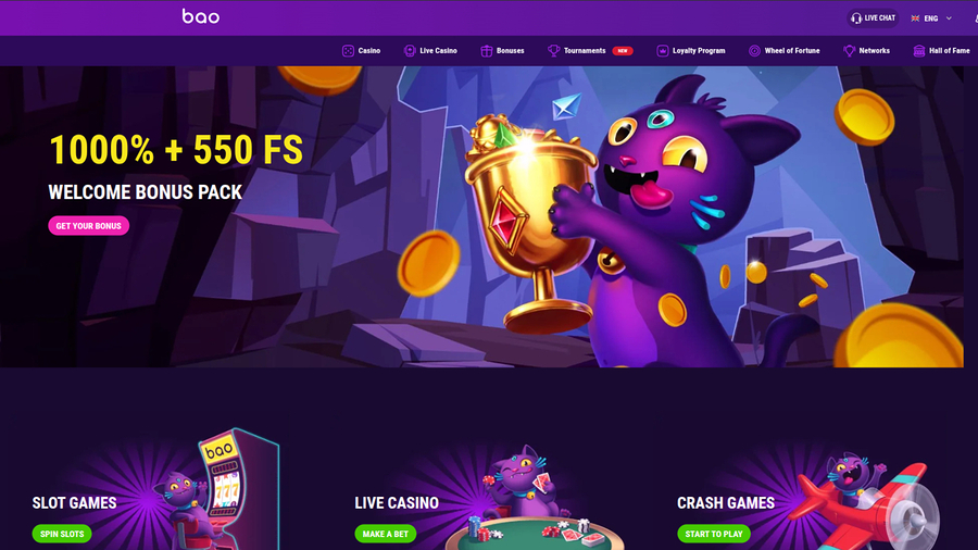 Bao Casino Desktop Homepage