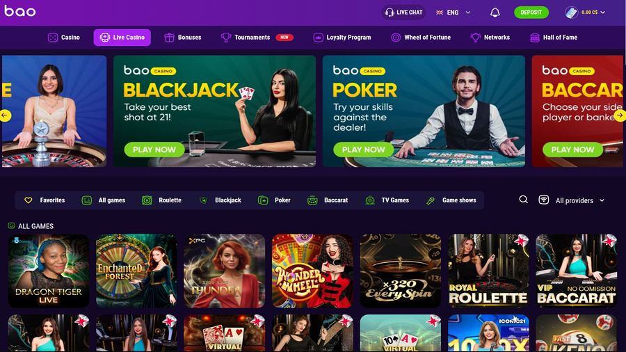Bao Casino Desktop Live Dealer