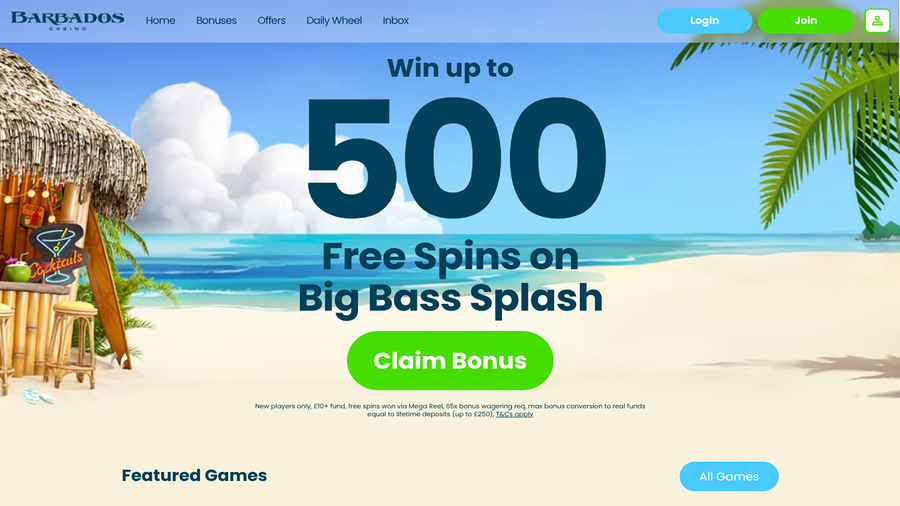 Barbados Casino Desktop Homepage