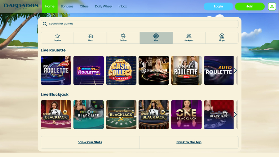 Barbados Casino Desktop Live Dealer