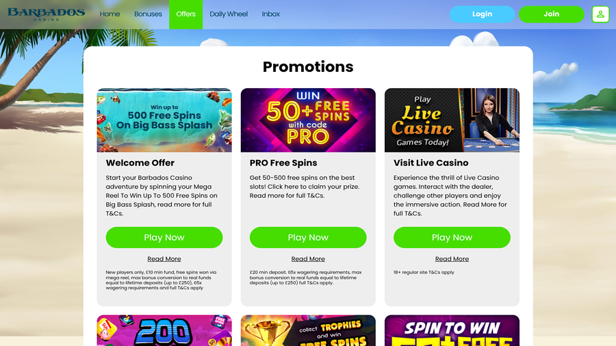 Barbados Casino Desktop Promotions