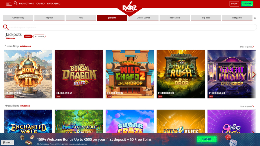 Barz Casino Desktop Jackpot