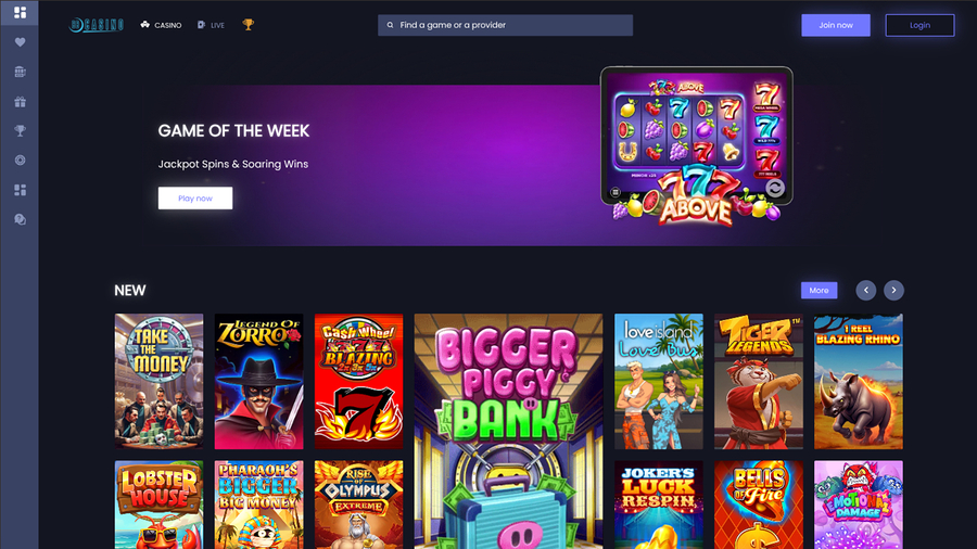 BB Casino Desktop Homepage