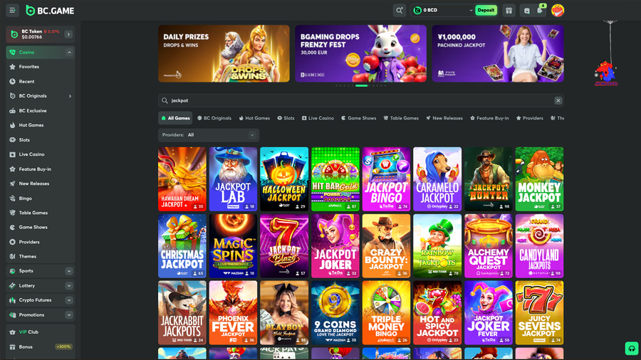 BC.Game Casino Desktop Jackpot