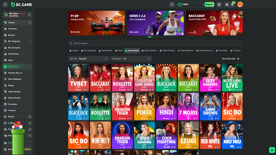 BC.Game Casino Desktop Live Dealer
