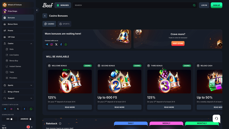 Beef Casino Promotions Desktop