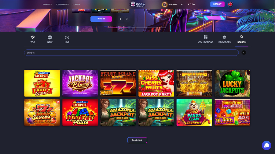 Beem Casino Desktop Jackpot