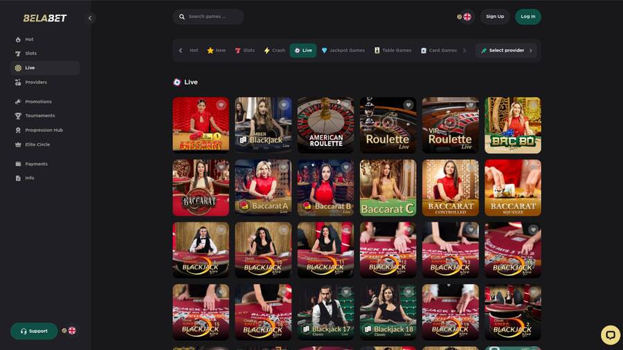 BelaBet Casino Live Dealer