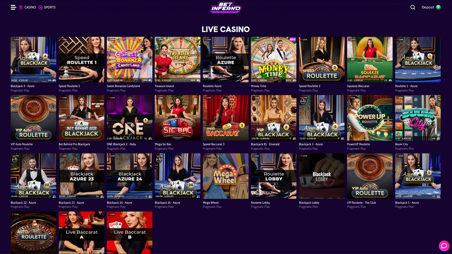 Bet Inferno Casino Live Dealer Desktop