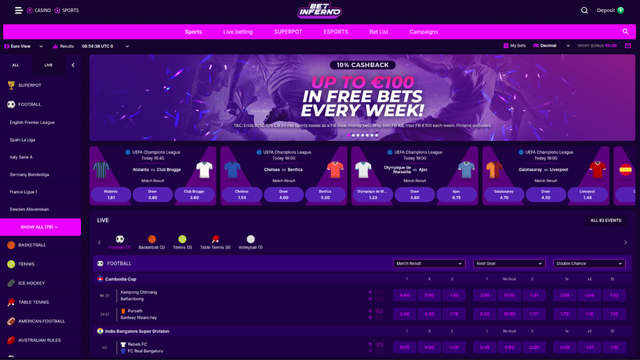 Bet Inferno Casino Sport Desktop