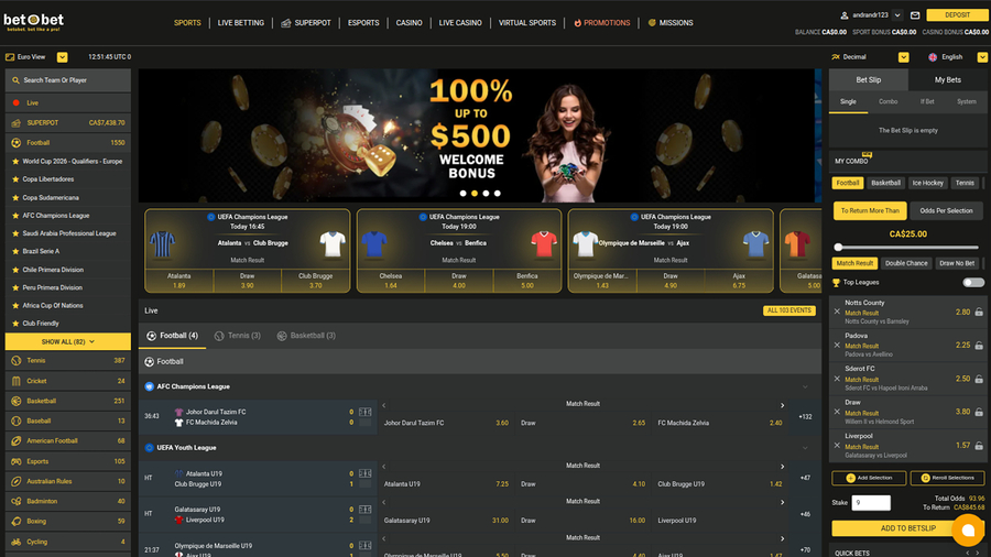 Bet O Bet Casino Desktop Homepage