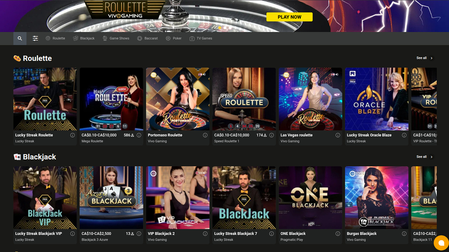 Bet O Bet Casino Desktop Live Dealer
