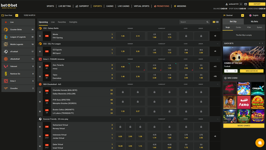 Bet O Bet Casino Desktop Sports