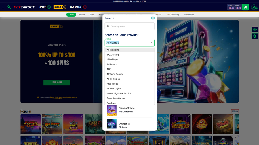 Bet Target Casino Game Developers Desktop
