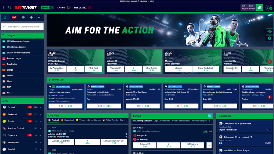 Bet Target Casino Sports Desktop