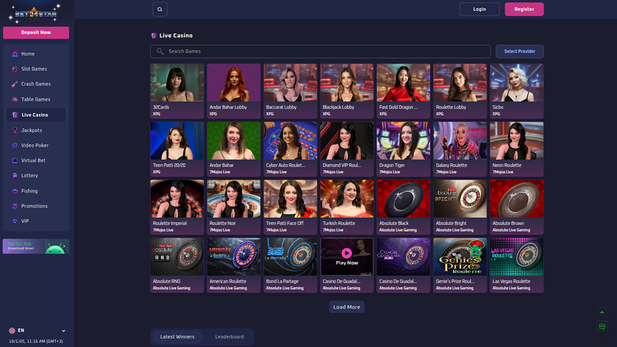 Bet24Star Casino Desktop Live Dealer