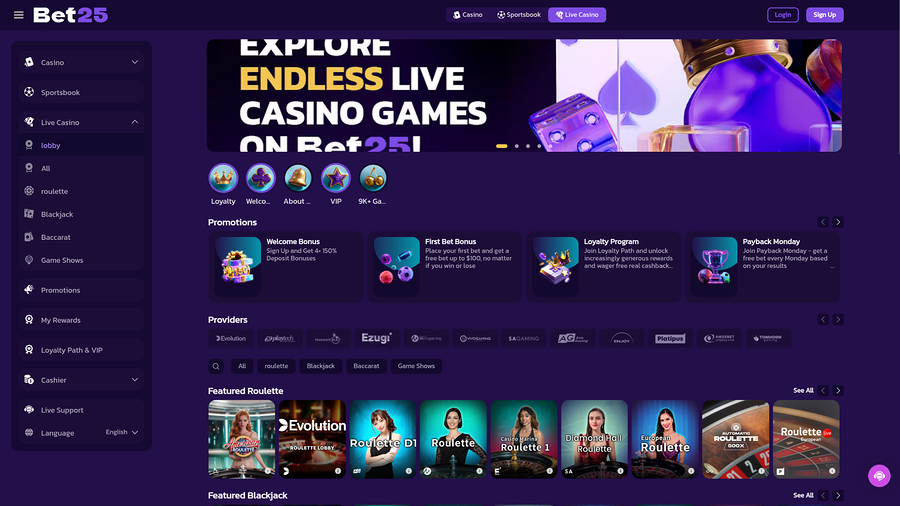 Bet25 Casino Live Dealer
