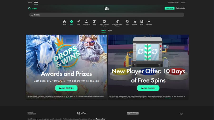 Bet365 Casino Desktop Promotions
