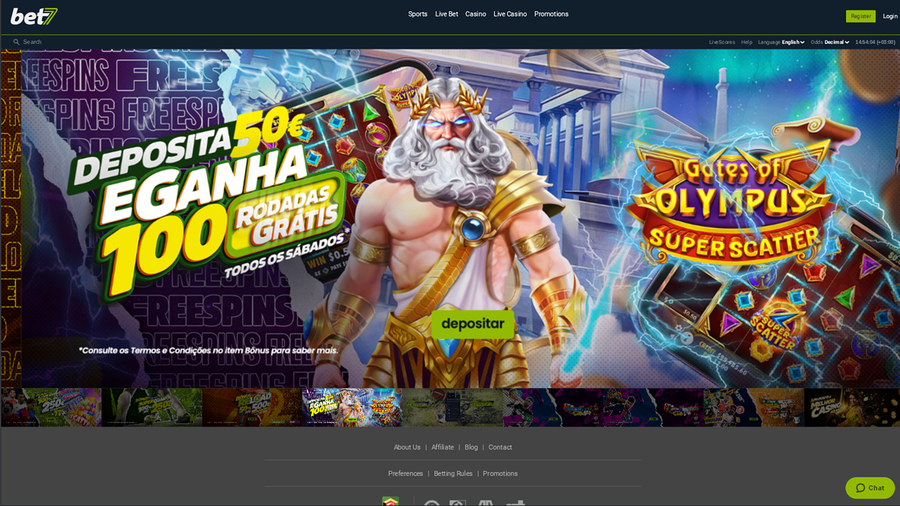 bet7 Casino Homepage Desktop