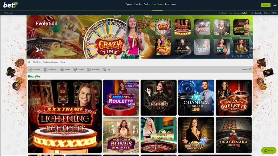 bet7 Casino Live Dealer Desktop