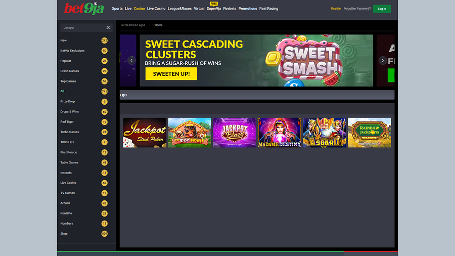 Bet9ja Casino Desktop Jackpot