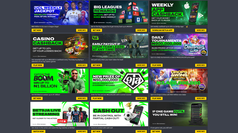 Bet9ja Casino Desktop Promotions