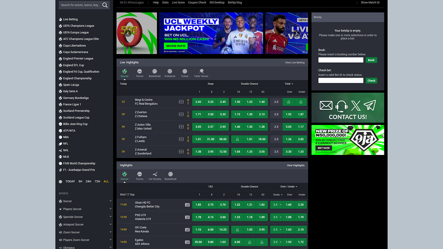 Bet9ja Casino Desktop Sports