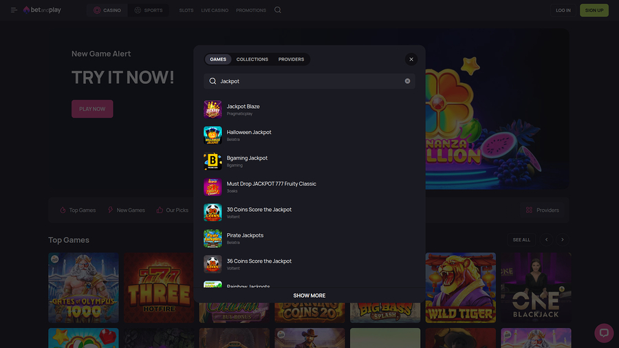 Betandplay Casino Desktop Jackpot