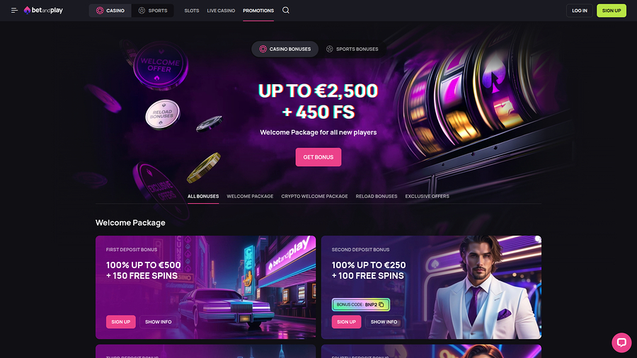 Betandplay Casino Desktop Promotions
