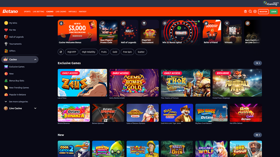 Betano Casino Desktop Homepage