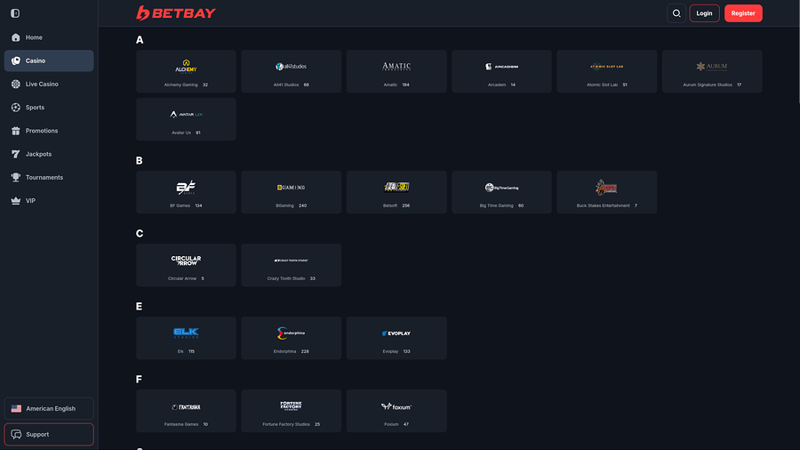 BetBay Casino Desktop Game Developers