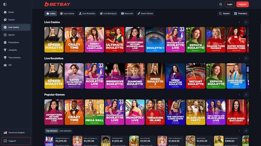 BetBay Casino Desktop Live Dealer