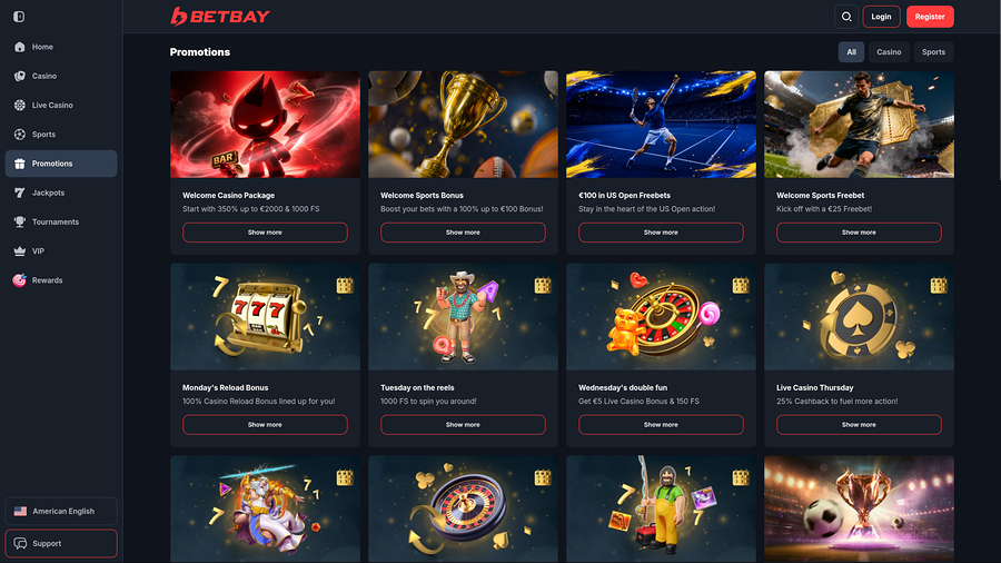 BetBay Casino Desktop Promotions