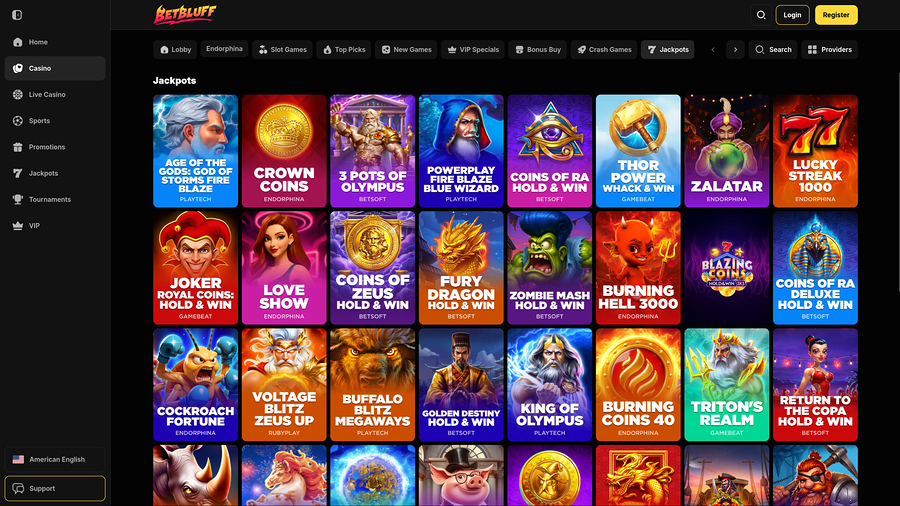 Jackpot de escritorio de BetBluff Casino