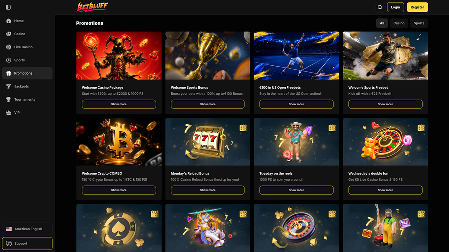 Promociones de escritorio de BetBluff Casino