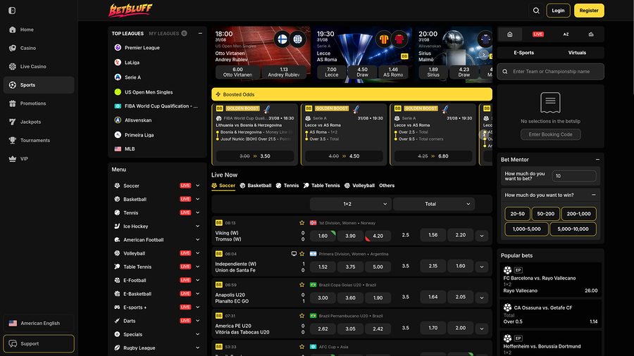 Deportes de escritorio de BetBluff Casino