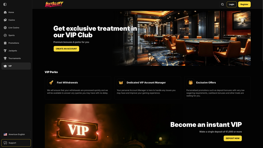 BetBluff Casino Escritorio VIP