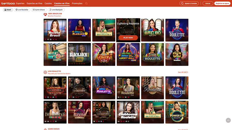 Betboo Casino Desktop Live Dealer