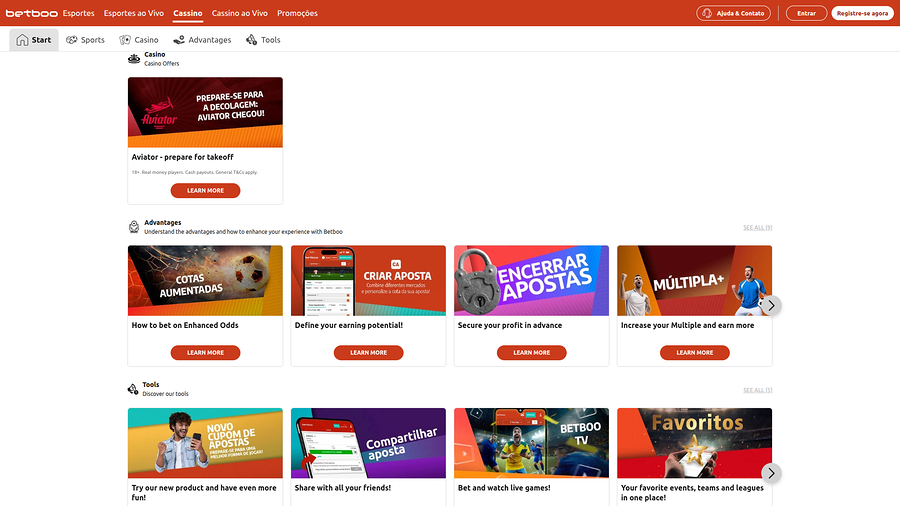 Betboo Casino Desktop Promotions