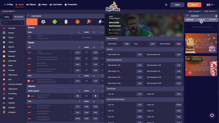 BetCake Casino Desktop Sports