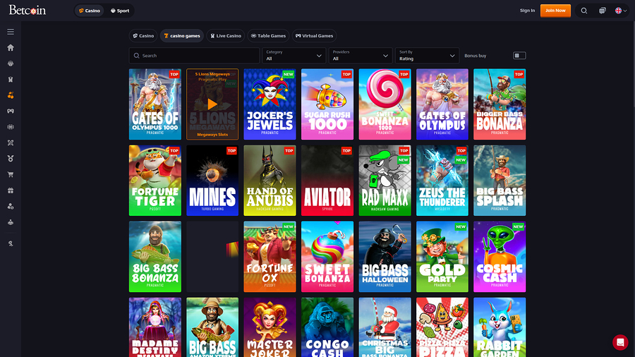 Betcoin Casino Desktop Games