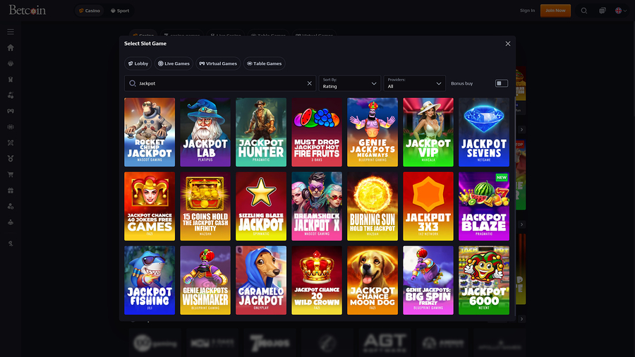 Betcoin Casino Desktop Jackpot