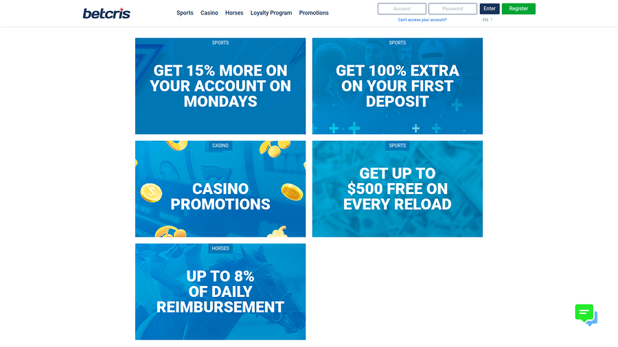 Betcris Desktop Promotions