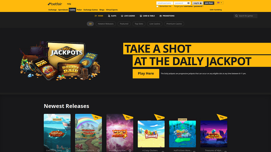 Betfair Casino Desktop Homepage