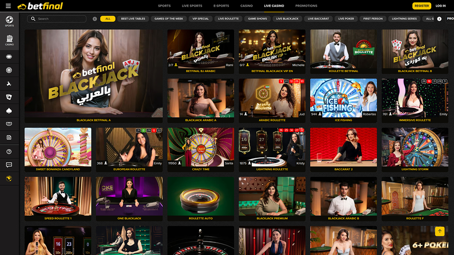 BetFinal Casino Desktop Live Dealer