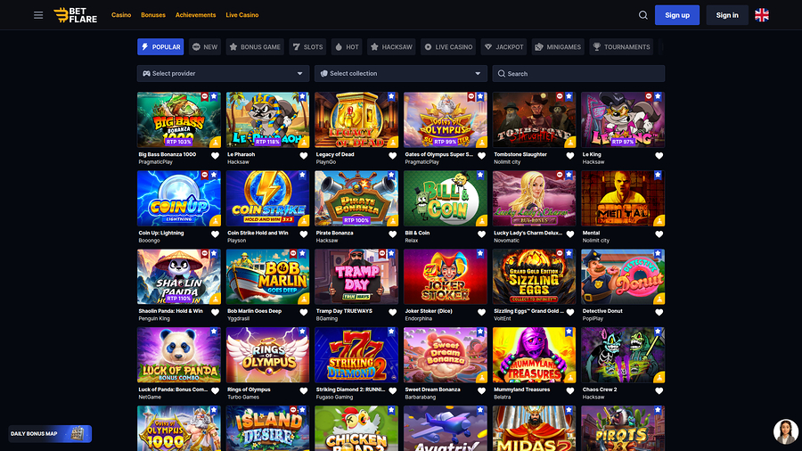 Juegos de escritorio de Betflare Casino